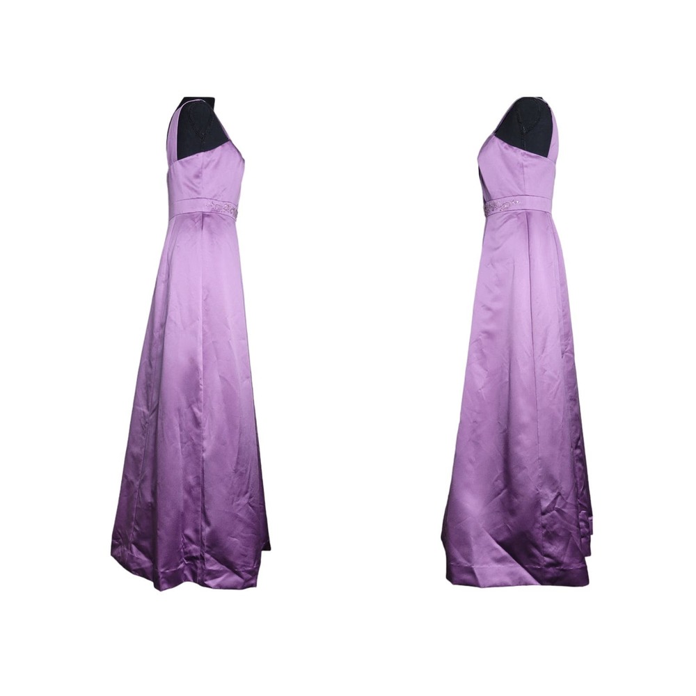 David's Bridal Satin Beaded Halter Wisteria Bridesmaid Formal Ball Gown Dress✨️4 - Picture 4 of 16